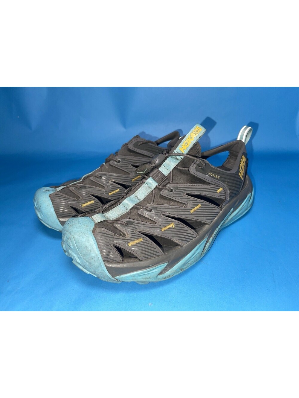 Hoka One One Hopara Black Blue Sport Sandals Men’s US 9.5 EU 42
